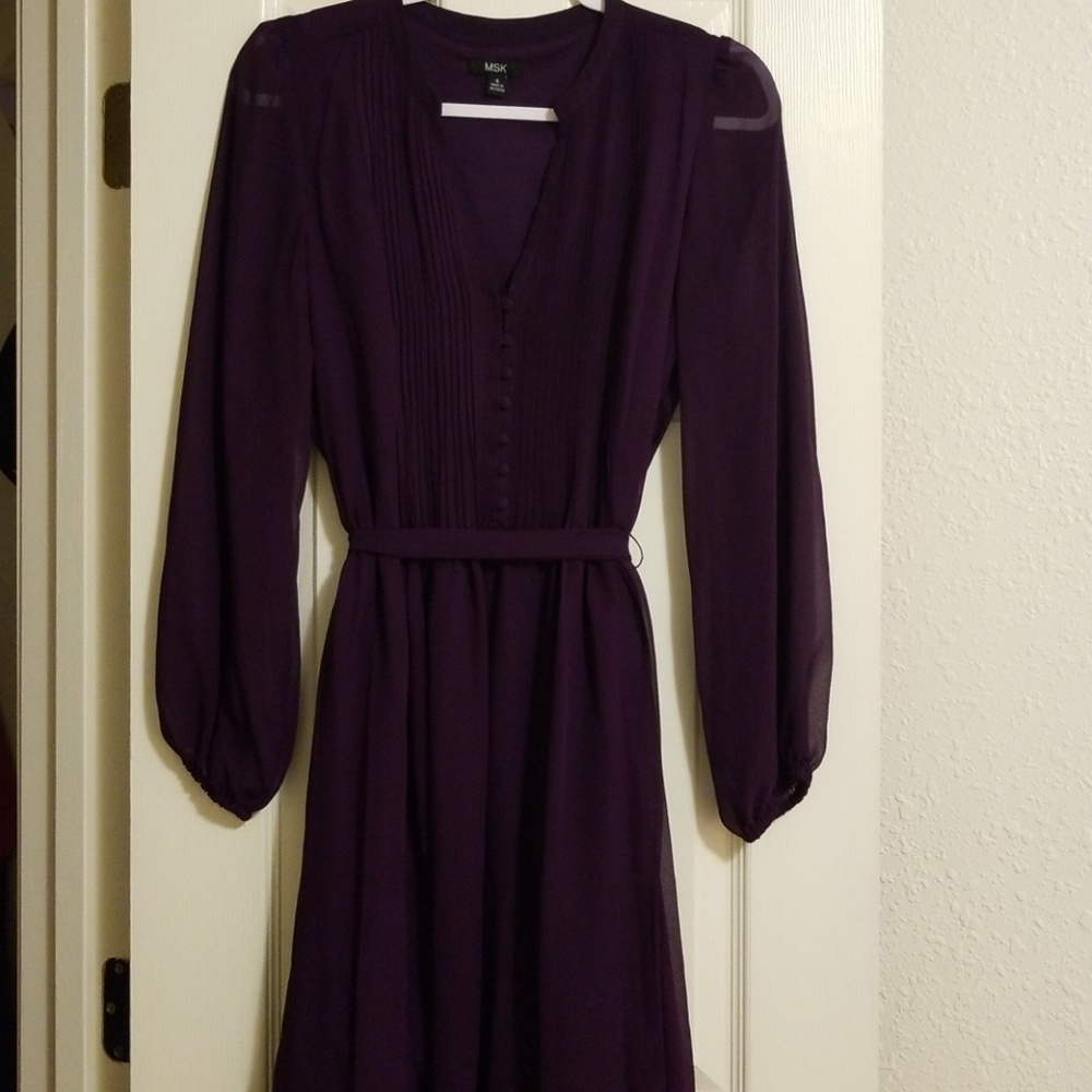 Sheer Sleeve Plum Dress